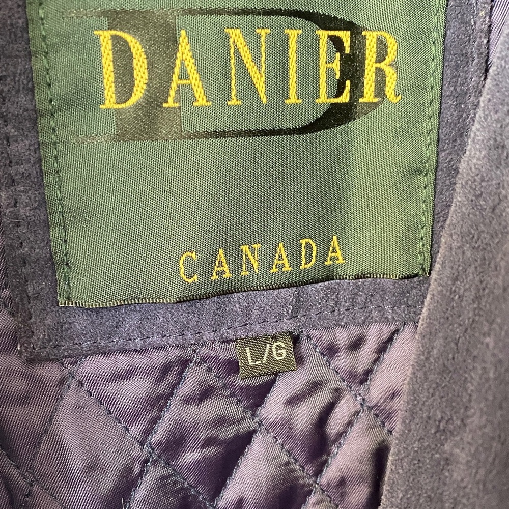 Danier Women's Deep Purple Suede Trench Coat with faux Fur Accents - Picture 2 of 7
